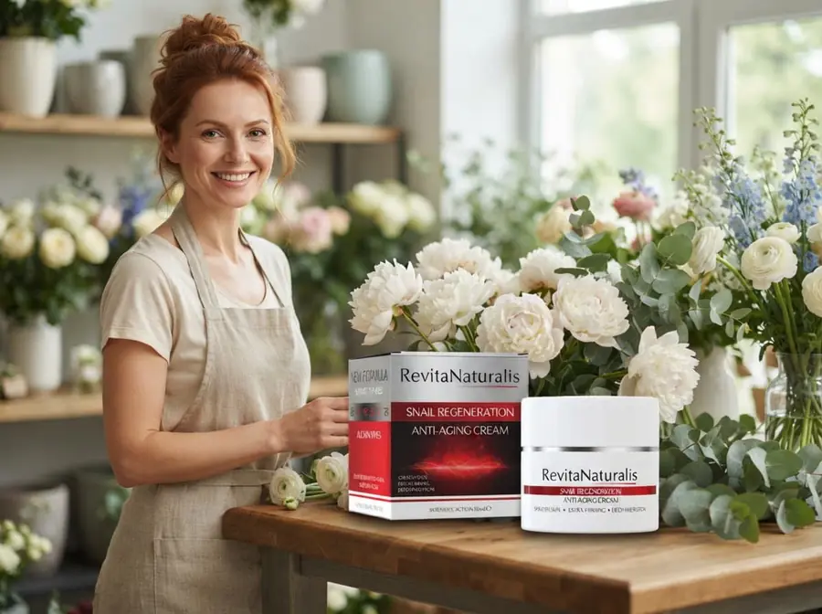 Kobieta pielęgnująca skórę twarzy — naturalna, świeża cera z kremem RevitaNaturalis